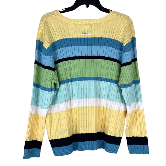 Liz golf Plus Size 2X Knit V-Neck Sweater Striped Cotton NWOT - Picture 10 of 12